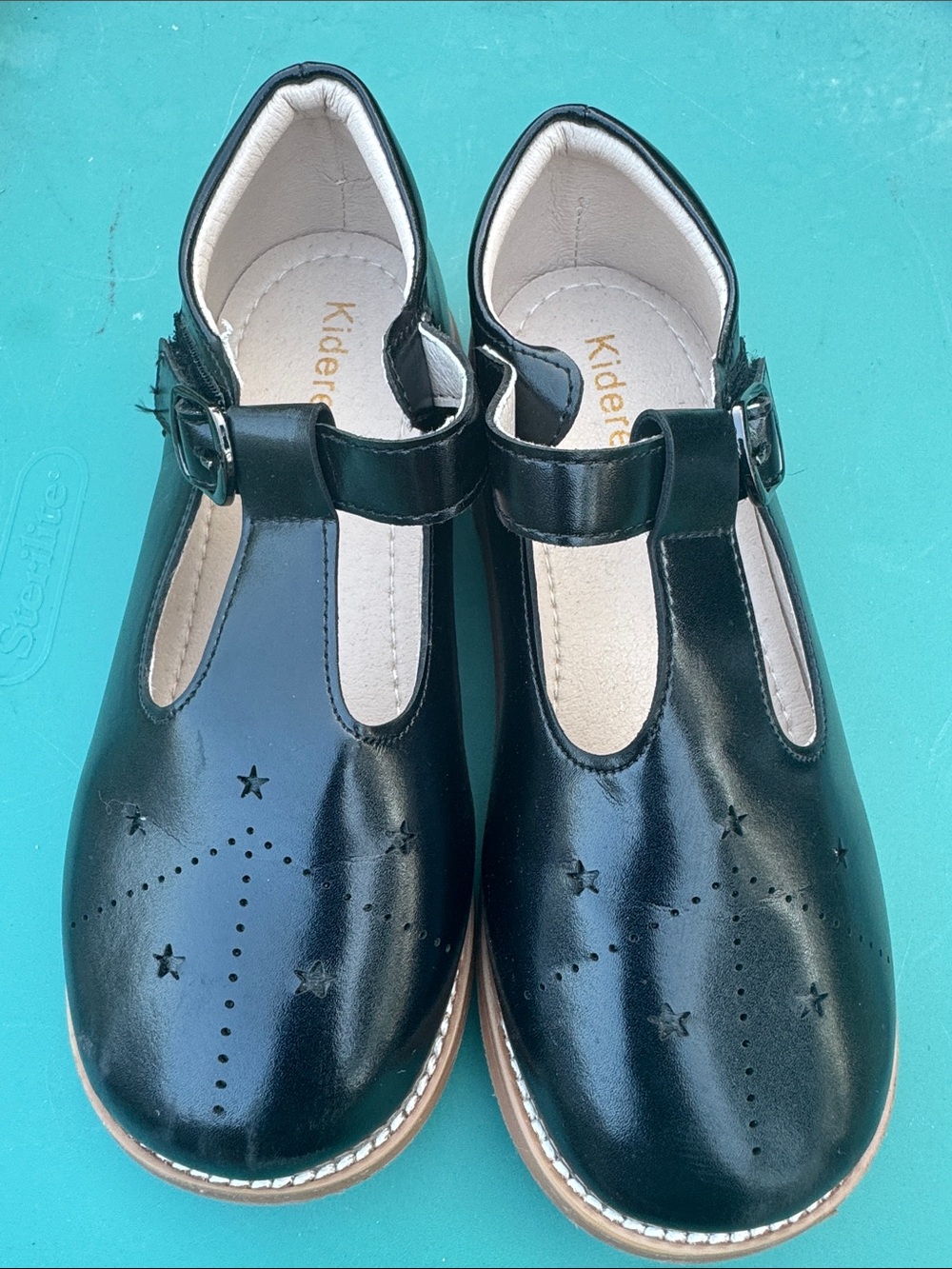 Mary Jane Black T-Strap Dress Shoes with Star Perforation